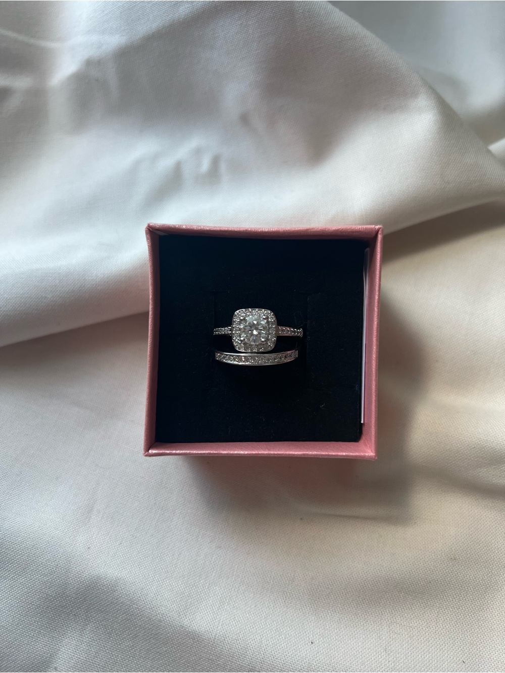 Silver plated diamond Ring Set